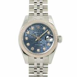 Rolex ROLEX Datejust 179174G D series Ladies watch 10P Diamond Blue computer K18WG Automatic self-winding