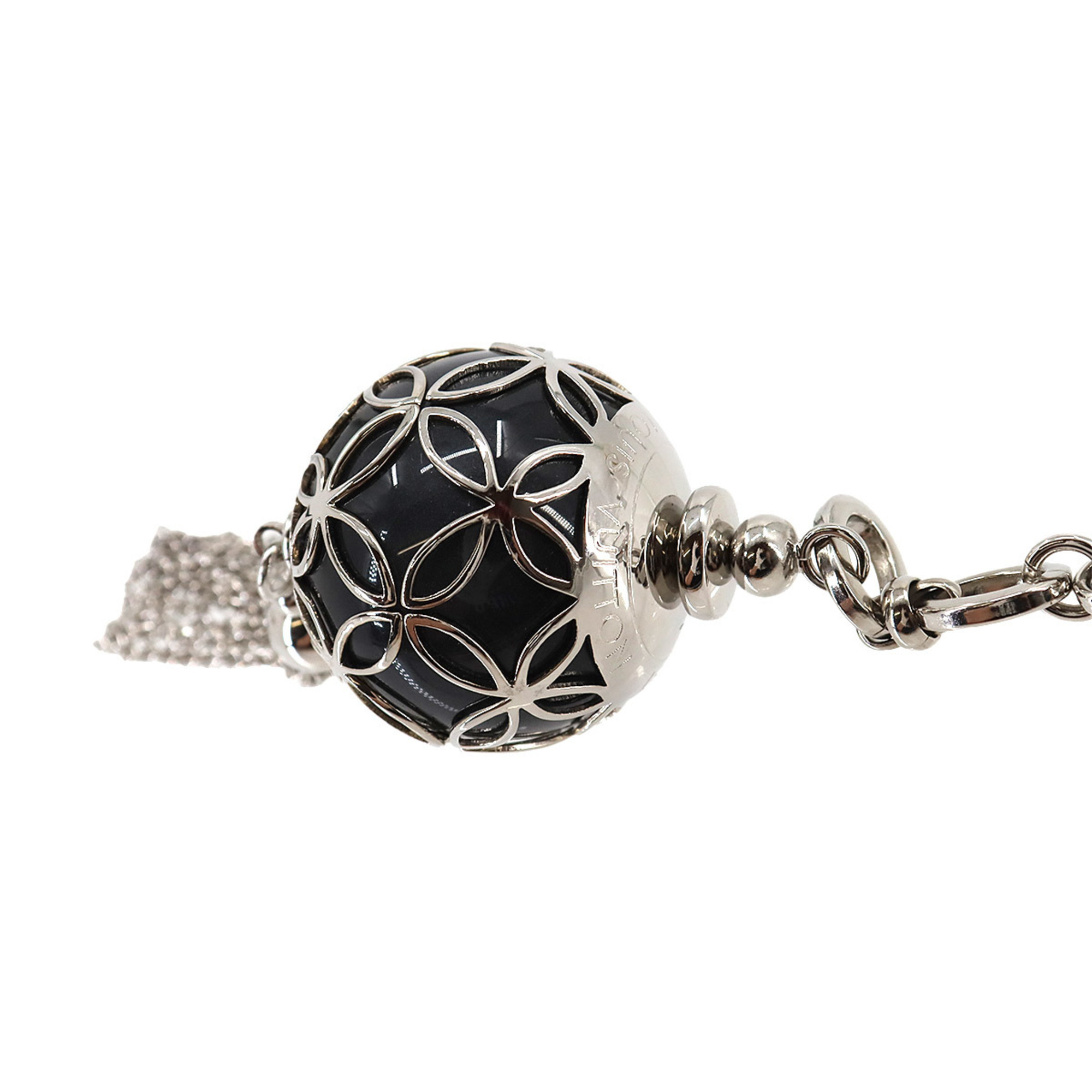 LOUIS VUITTON Porte Cles Ice Ball Bag Charm Key Ring Black Silver M66789