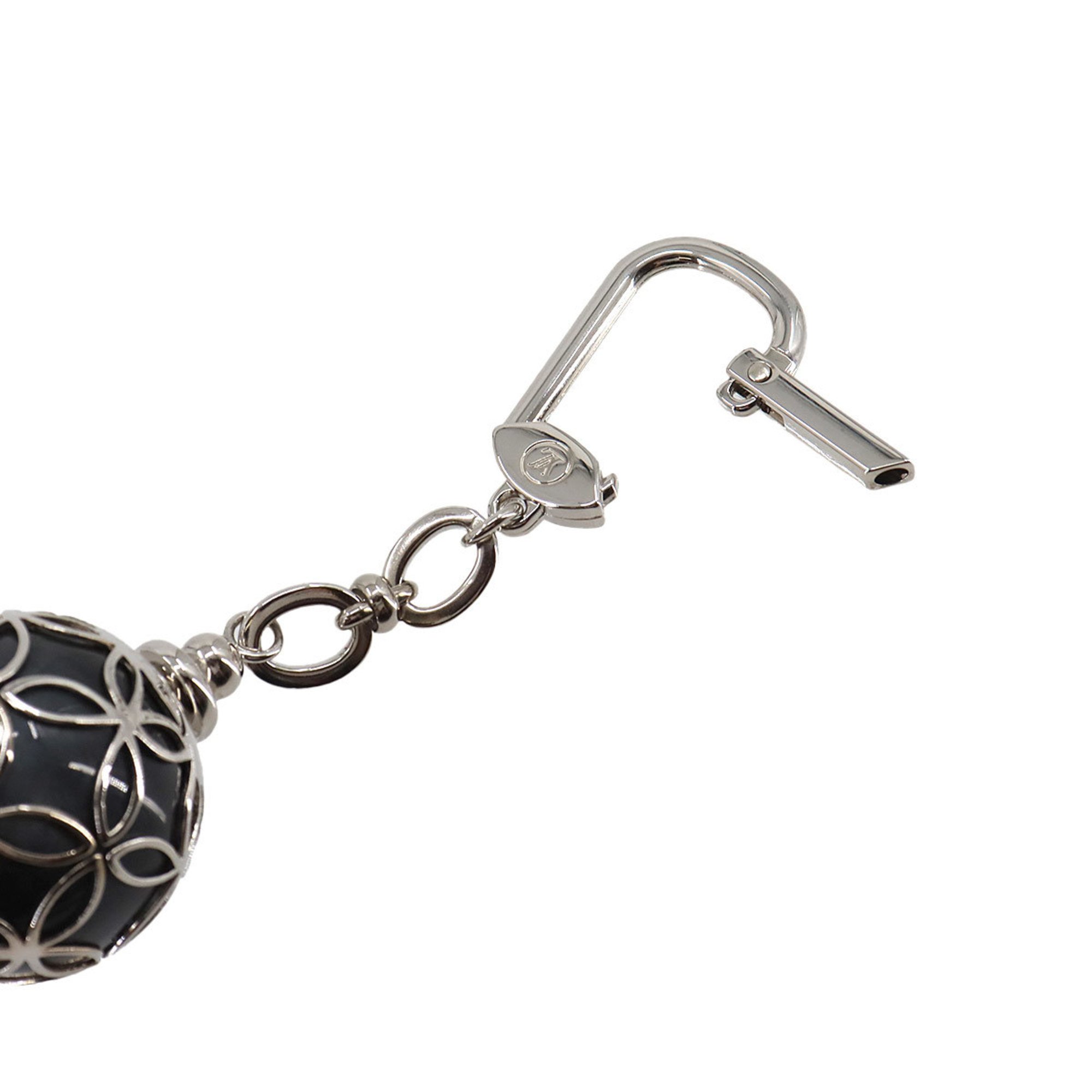 LOUIS VUITTON Porte Cles Ice Ball Bag Charm Key Ring Black Silver M66789