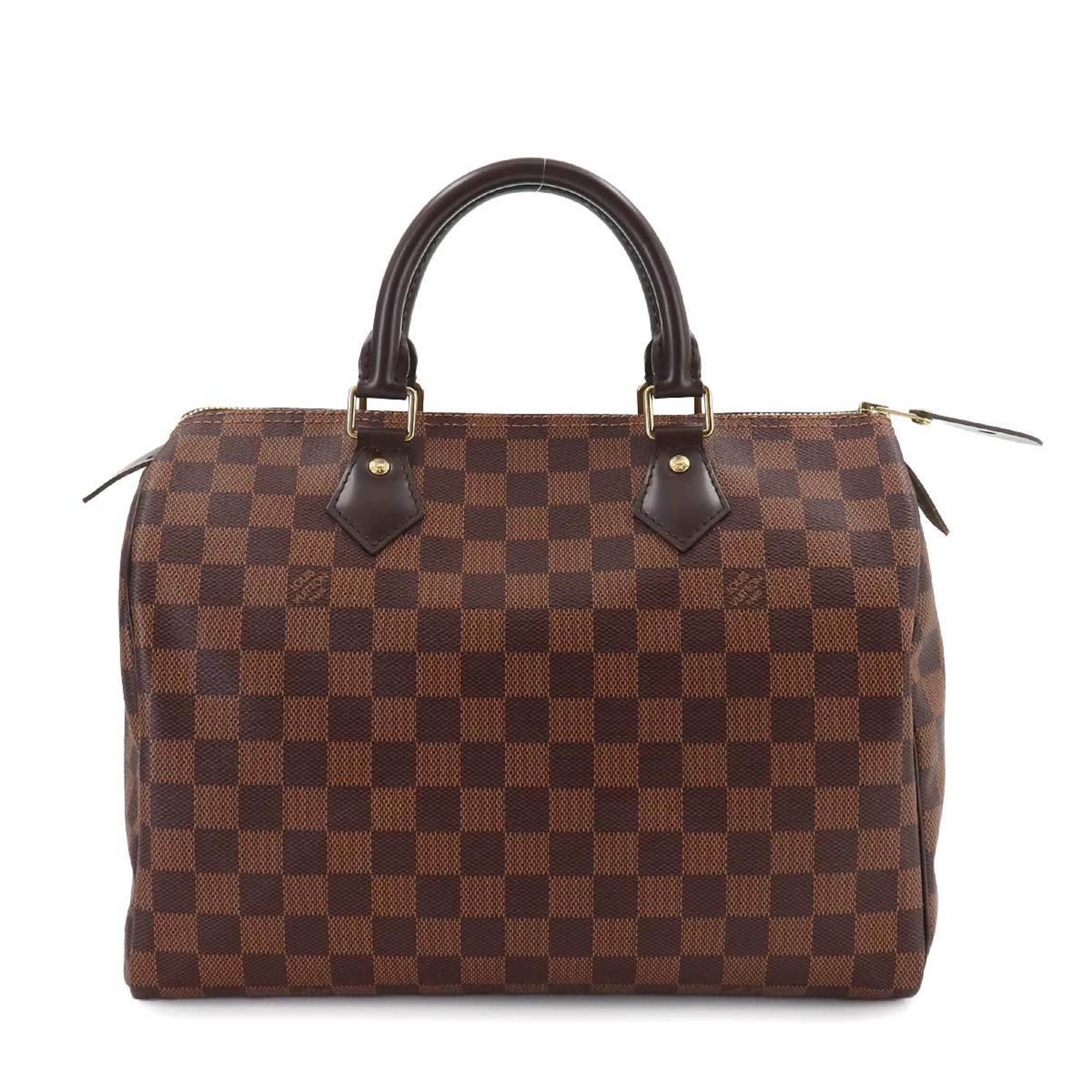 Louis Vuitton Damier Speedy 30 Handbag Ebene Brown N41364 Gold Hardware