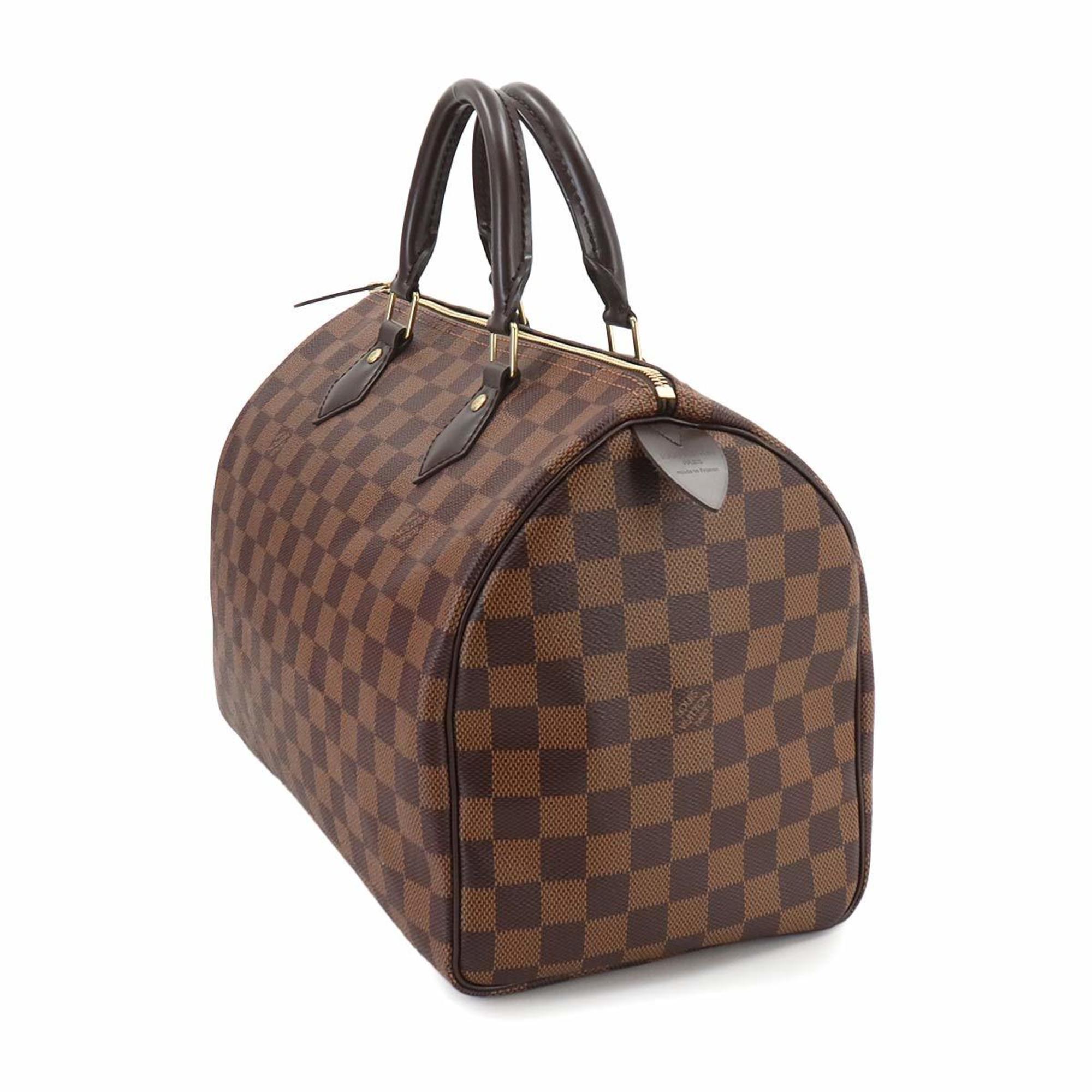 Louis Vuitton Damier Speedy 30 Handbag Ebene Brown N41364 Gold Hardware