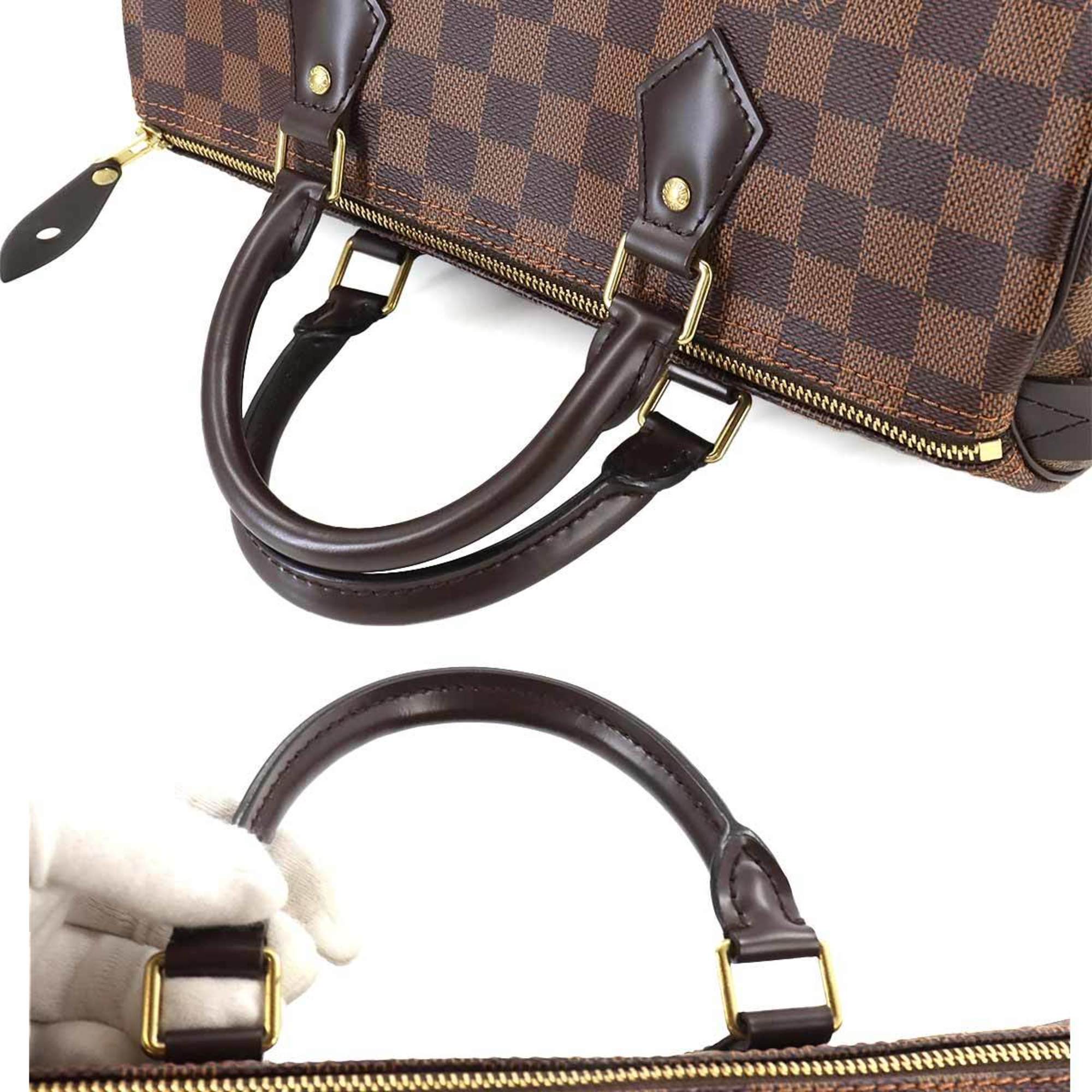 Louis Vuitton Damier Speedy 30 Handbag Ebene Brown N41364 Gold Hardware