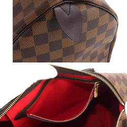 Louis Vuitton Damier Speedy 30 Handbag Ebene Brown N41364 Gold Hardware