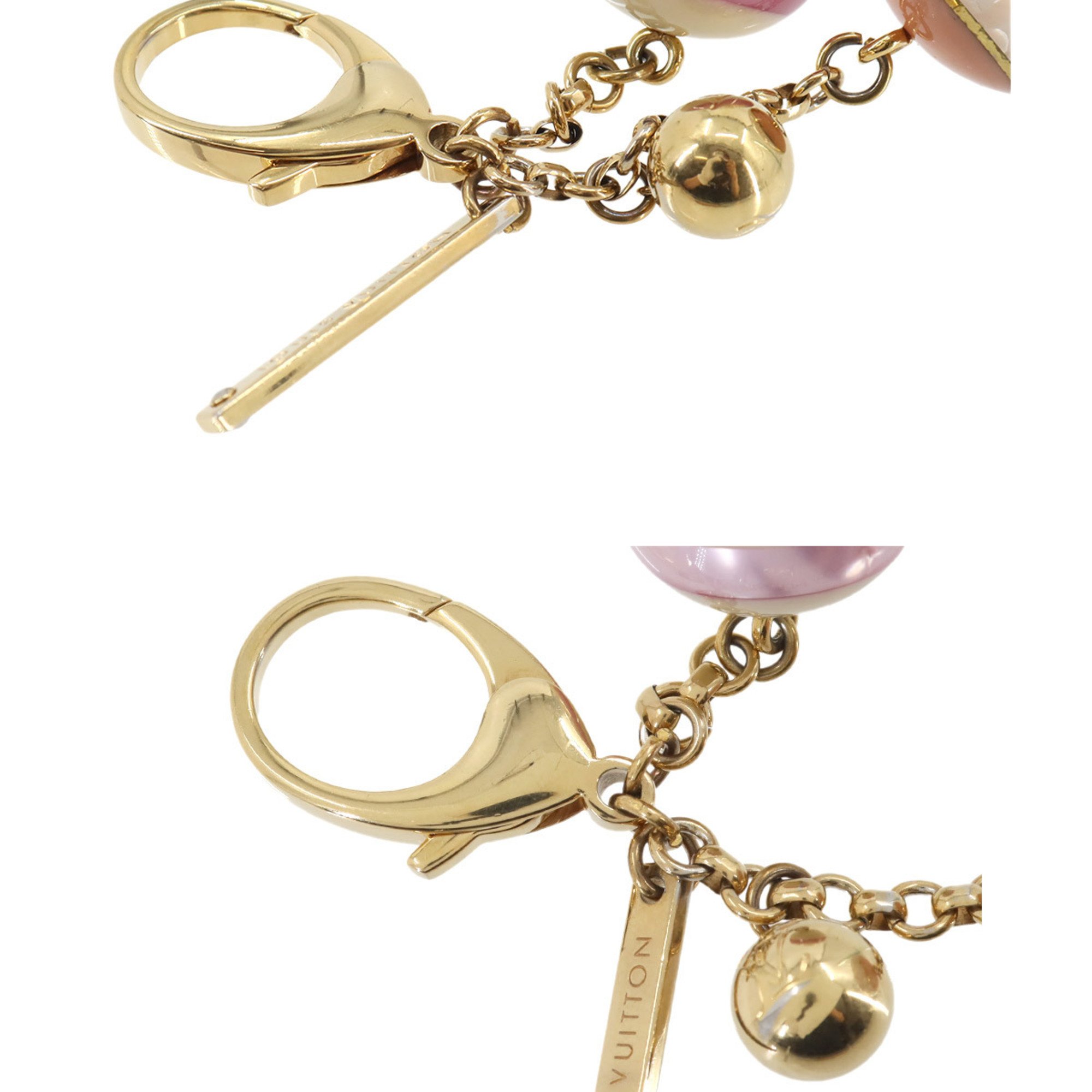 Louis Vuitton Bijou Sac Mini Lin Croisette Bag Charm Pink White M95507 Gold Hardware