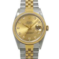 Rolex ROLEX Datejust Combi 16233G W number Men's watch 10P Diamond Gold K18YG Yellow gold Automatic self-winding