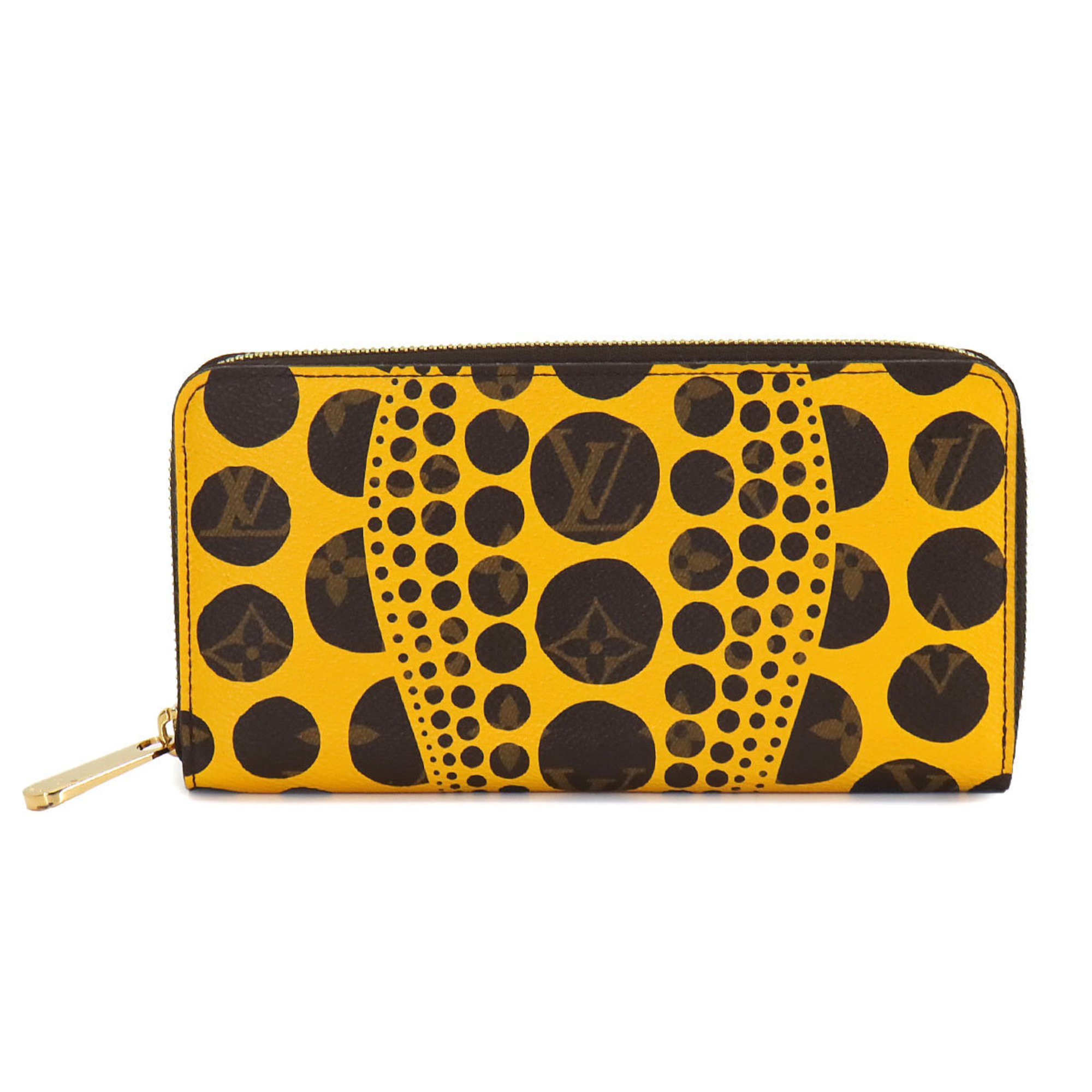 Louis Vuitton LOUIS VUITTON Monogram Pumpkin Dot Zippy Wallet Long Jaune Yayoi Kusama M60449 Gold Metal Fittings