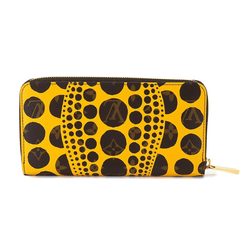 Louis Vuitton LOUIS VUITTON Monogram Pumpkin Dot Zippy Wallet Long Jaune Yayoi Kusama M60449 Gold Metal Fittings