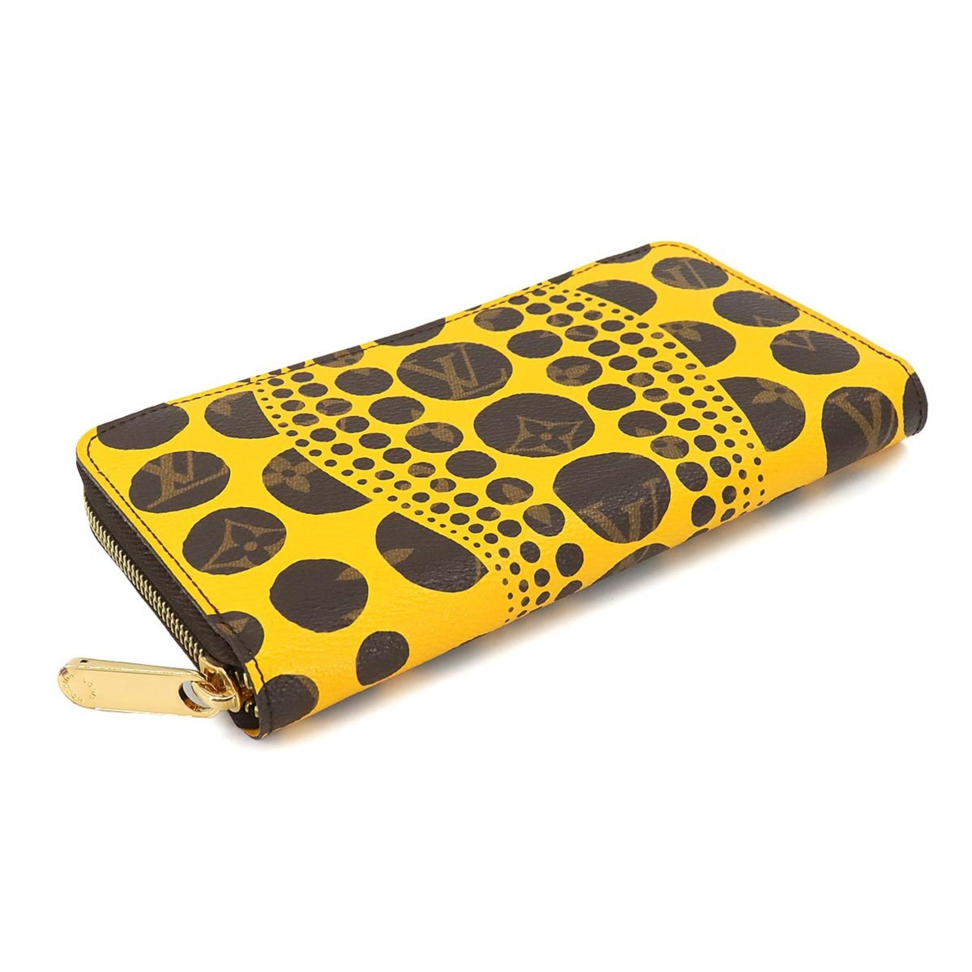 Louis Vuitton LOUIS VUITTON Monogram Pumpkin Dot Zippy Wallet Long Jaune Yayoi Kusama M60449 Gold Metal Fittings