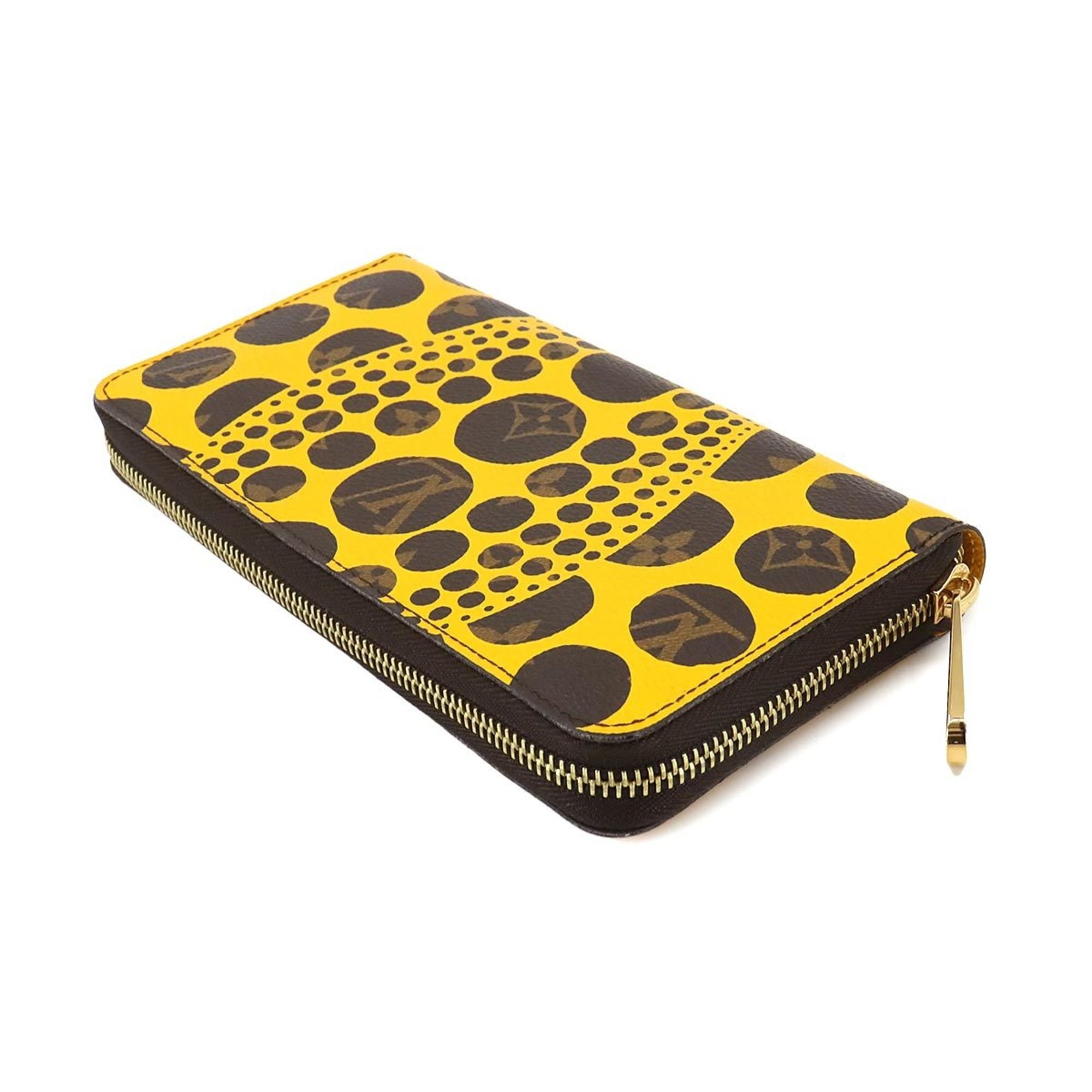 Louis Vuitton LOUIS VUITTON Monogram Pumpkin Dot Zippy Wallet Long Jaune Yayoi Kusama M60449 Gold Metal Fittings