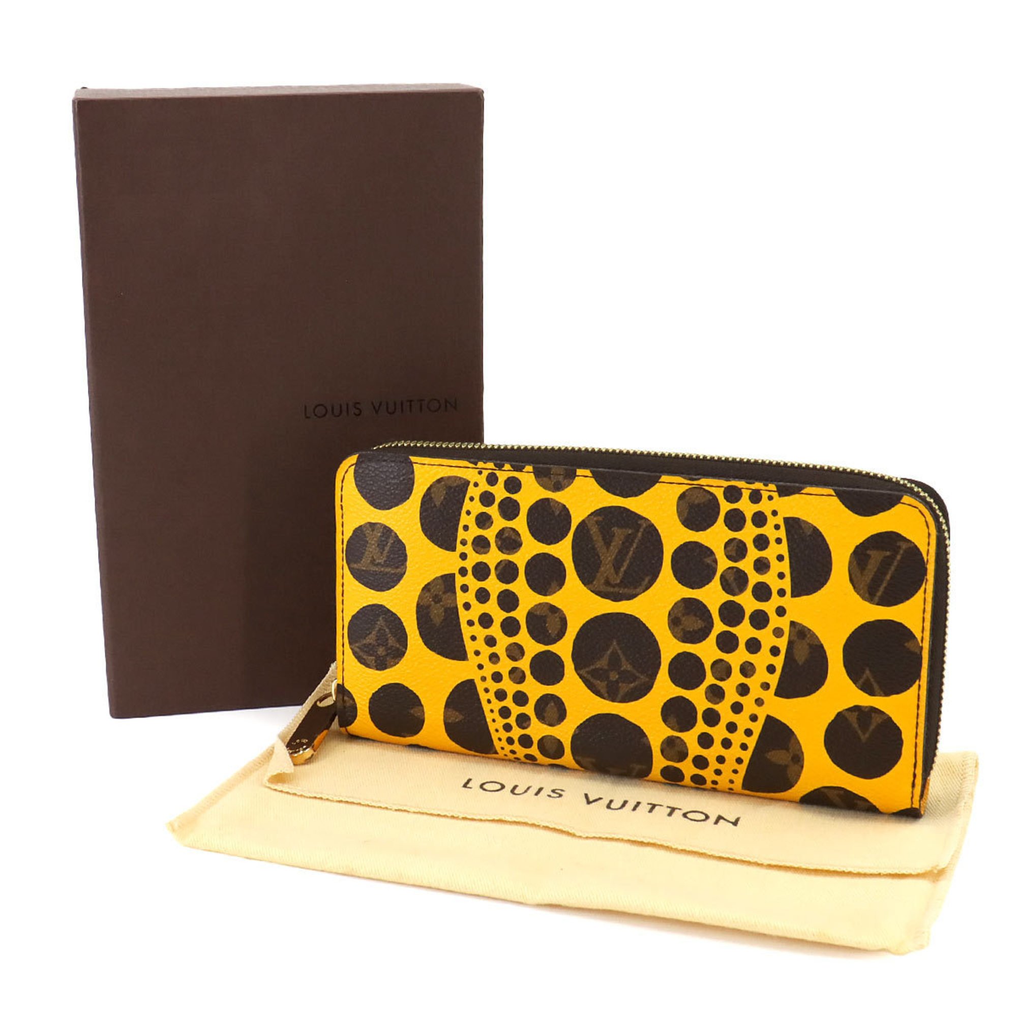 Louis Vuitton LOUIS VUITTON Monogram Pumpkin Dot Zippy Wallet Long Jaune Yayoi Kusama M60449 Gold Metal Fittings