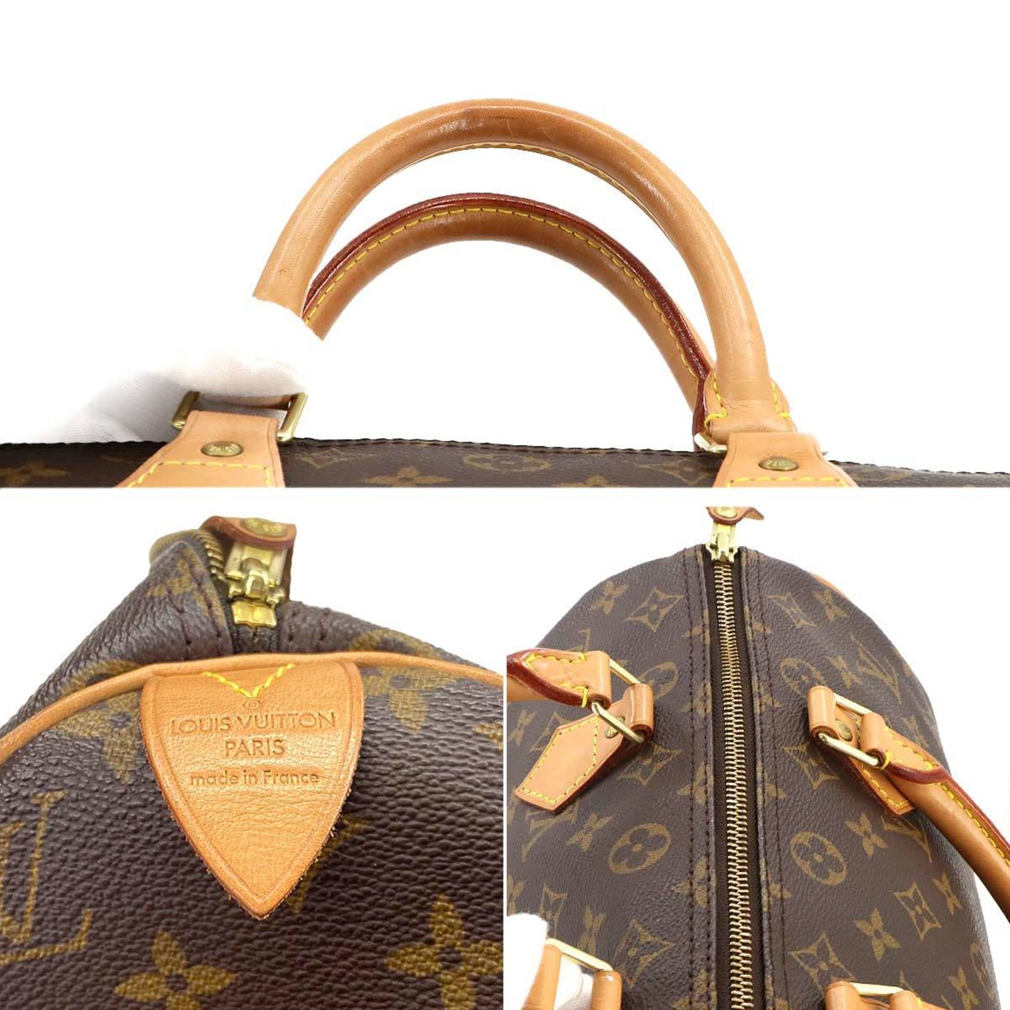 Louis Vuitton Monogram Speedy 30 Handbag Brown M41526 Gold Hardware