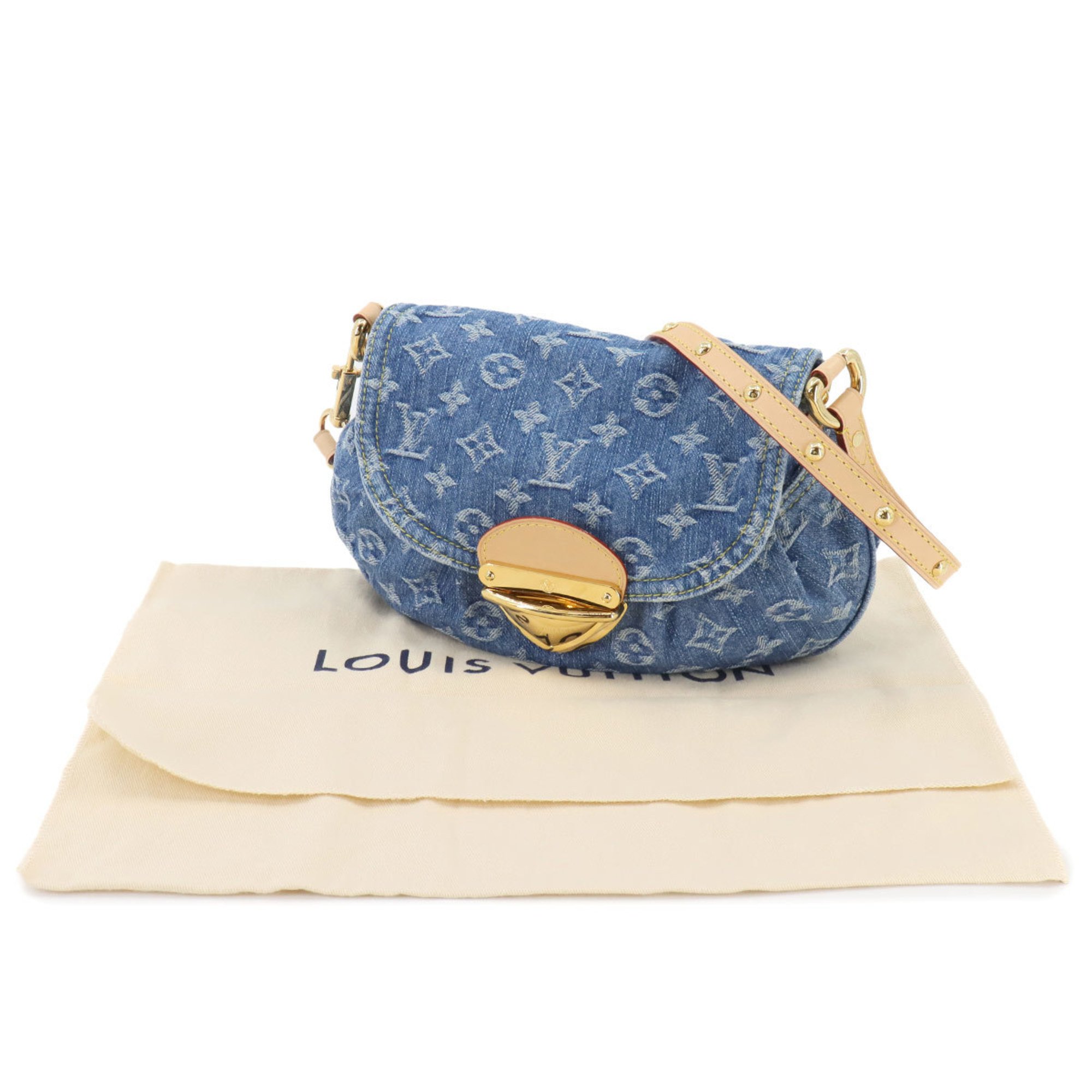 Louis Vuitton LOUIS VUITTON Monogram Denim Sunset 2way Shoulder Bag Canvas Blue M46829 RFID