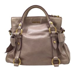 MIU Miu Ribbon Bag Leather Pink Beige Handbag Women's