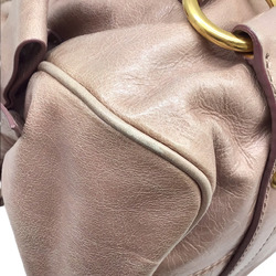 MIU Miu Ribbon Bag Leather Pink Beige Handbag Women's