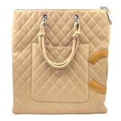 CHANEL Cambon Line Tote Bag Soft Calf Beige A28126 File Handbag Leather Women Men