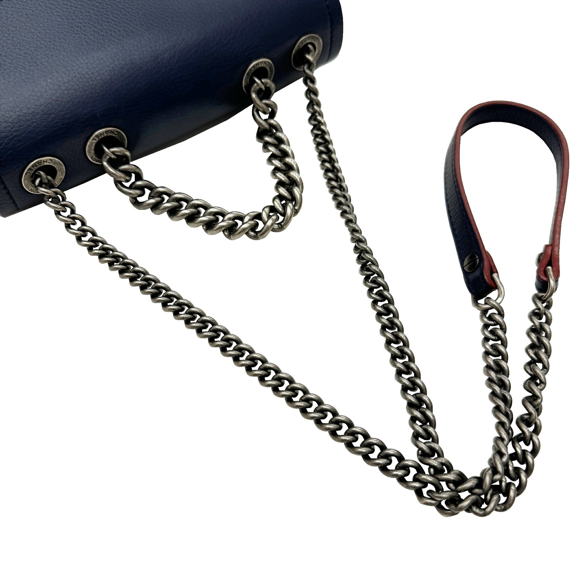 CHANEL Chanel Matelasse Chain Shoulder Bag Handbag Leather 25 Series Matte Navy Women's