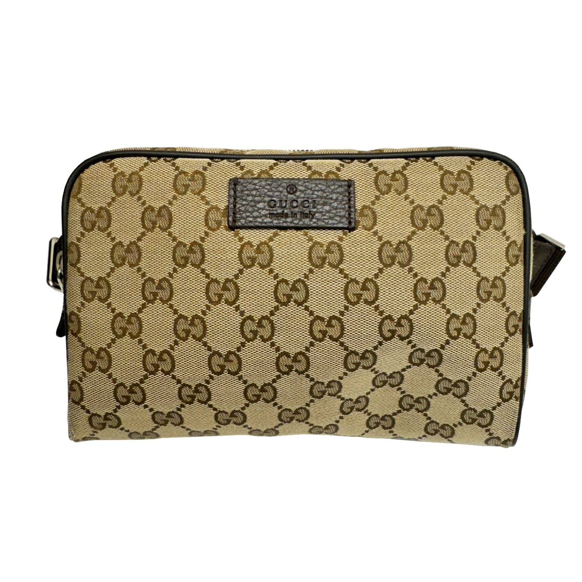 GUCCI GG Canvas Waist Bag, Body Pouch 449174 Beige Brown Men's Women's