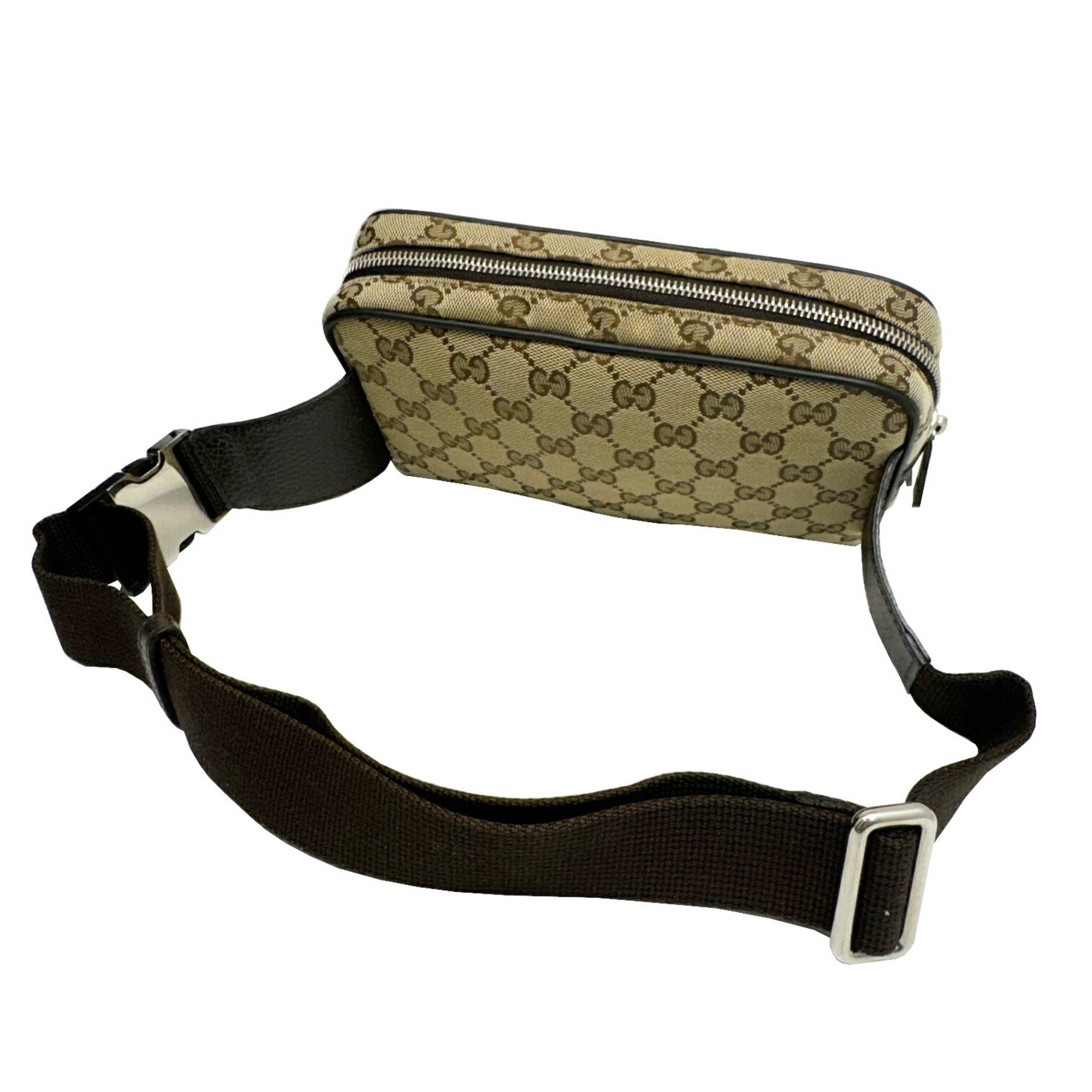 GUCCI GG Canvas Waist Bag, Body Pouch 449174 Beige Brown Men's Women's