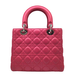 Christian Dior DIOR Lady Dior Cannage Medium Leather Pink Christian Shoulder Bag Handbag Women's