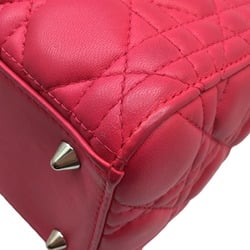 Christian Dior DIOR Lady Dior Cannage Medium Leather Pink Christian Shoulder Bag Handbag Women's