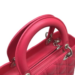 Christian Dior DIOR Lady Dior Cannage Medium Leather Pink Christian Shoulder Bag Handbag Women's