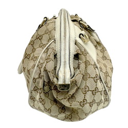 GUCCI GG Canvas Sue Shoulder Handbag Tote Bag Leather Beige Ivory 223974 Women's