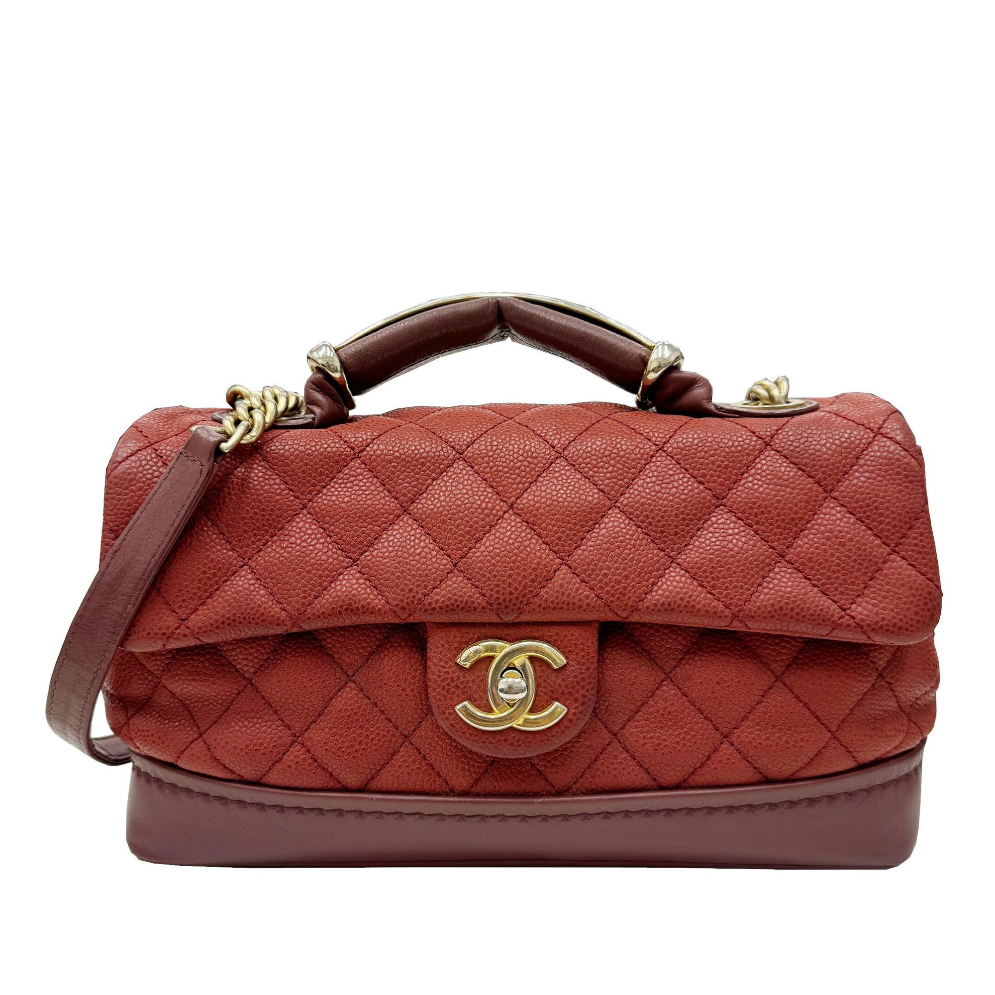 CHANEL Chanel Matelasse Shoulder Handbag Bag Cabiasun Leather Red Bordeaux 18th Series Women's