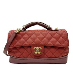 CHANEL Chanel Matelasse Shoulder Handbag Bag Cabiasun Leather Red Bordeaux 18th Series Women's