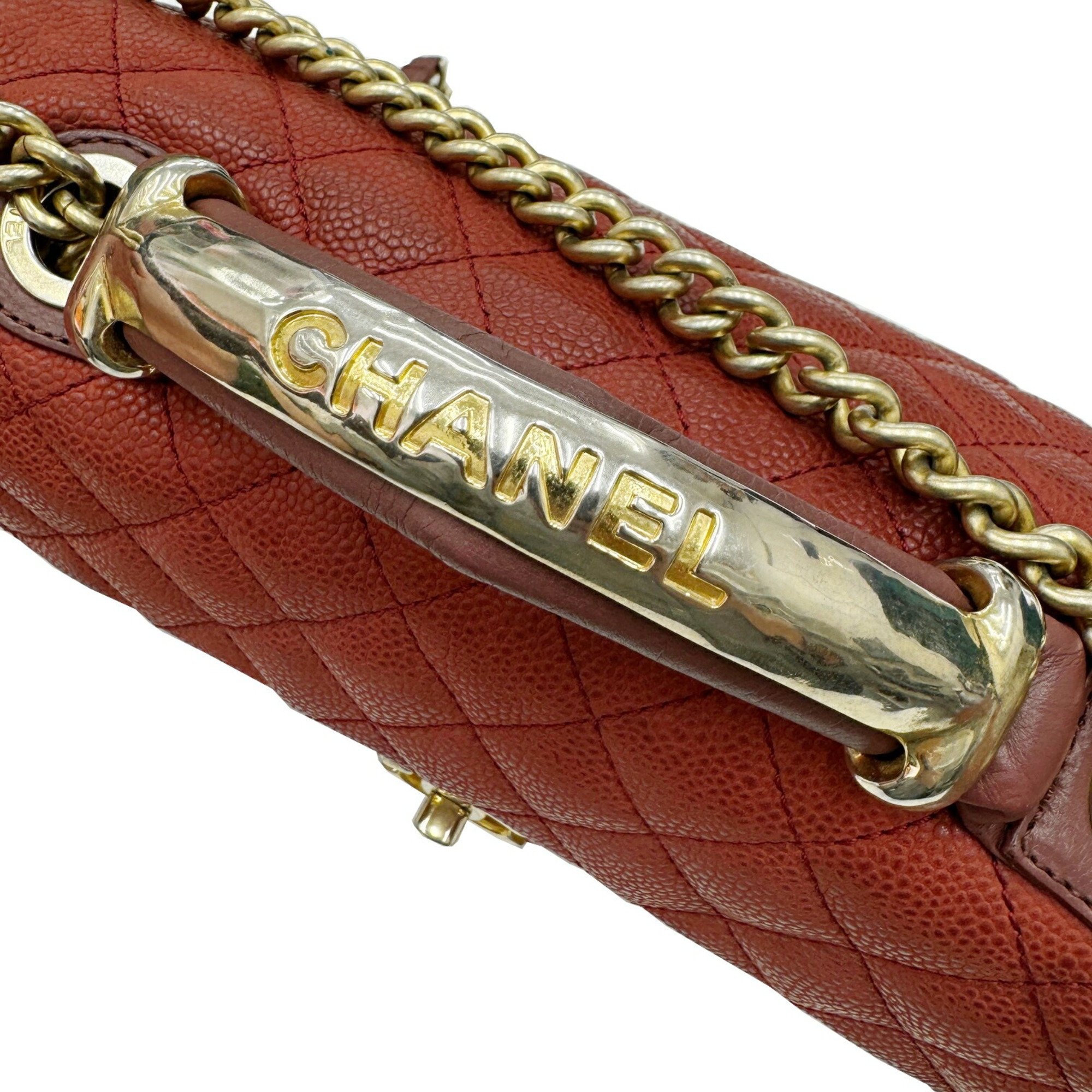 CHANEL Chanel Matelasse Shoulder Handbag Bag Cabiasun Leather Red Bordeaux 18th Series Women's