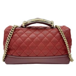 CHANEL Chanel Matelasse Shoulder Handbag Bag Cabiasun Leather Red Bordeaux 18th Series Women's