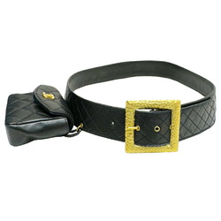 CHANEL Chanel Matelasse Belt Bag Waist Pouch Coco Mark Included Ramsun Black 94A Size 85 Women's