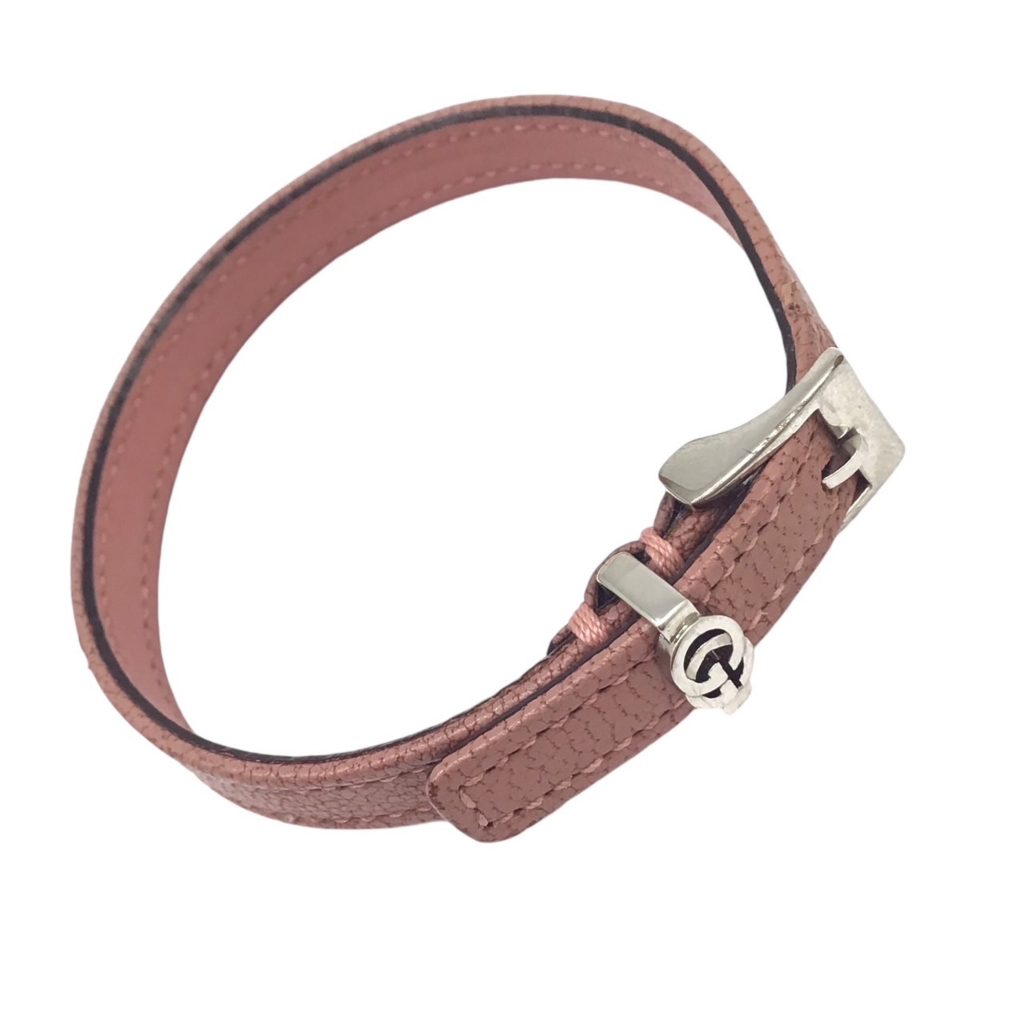 GUCCI Gucci Double G Bracelet Leather Pink GG Mark Accessories Goods Women's