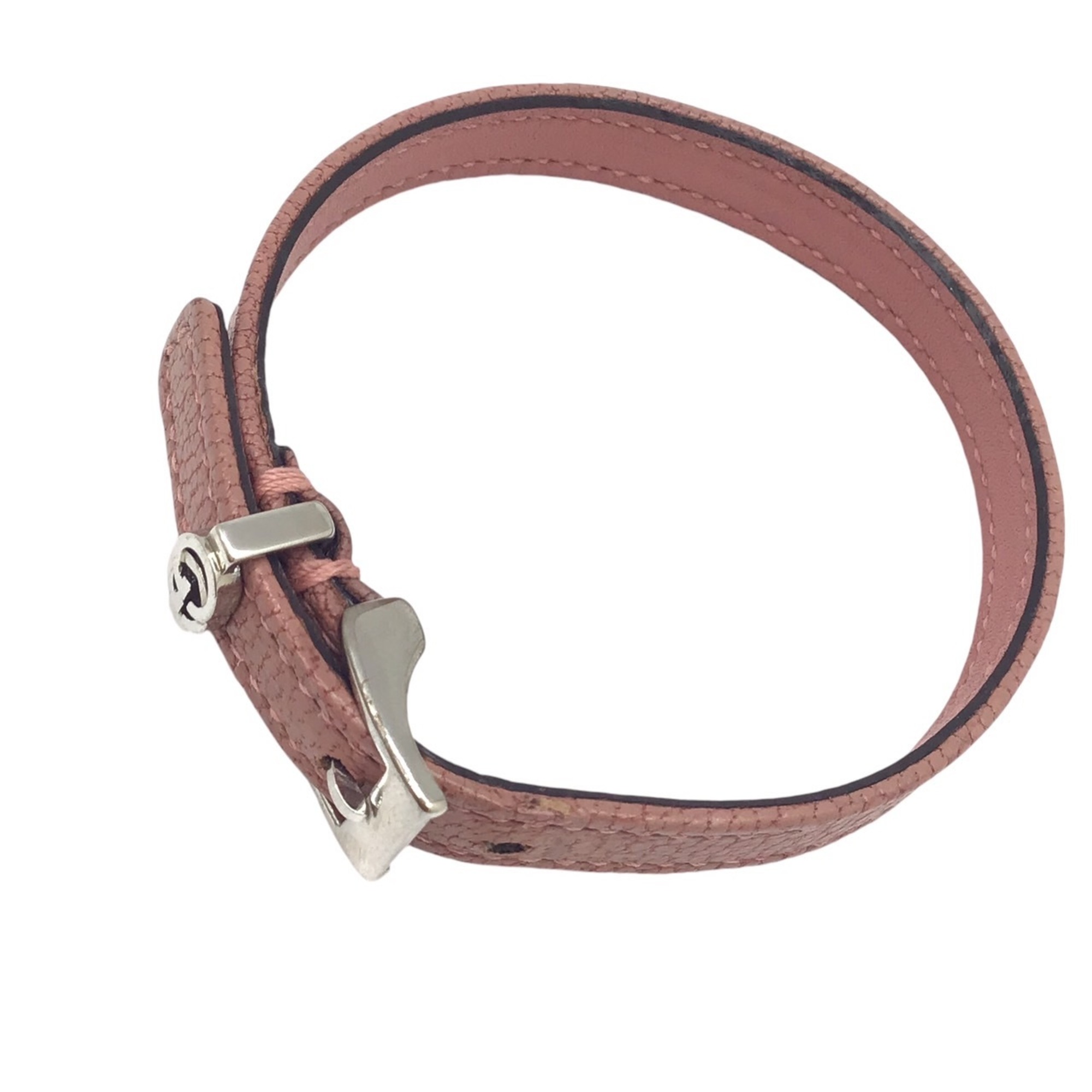 GUCCI Gucci Double G Bracelet Leather Pink GG Mark Accessories Goods Women's