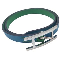 HERMES Hermes B Api Double Tour S size bracelet Swift Blue Green Bracelet Accessory Small item Leather goods Women Men