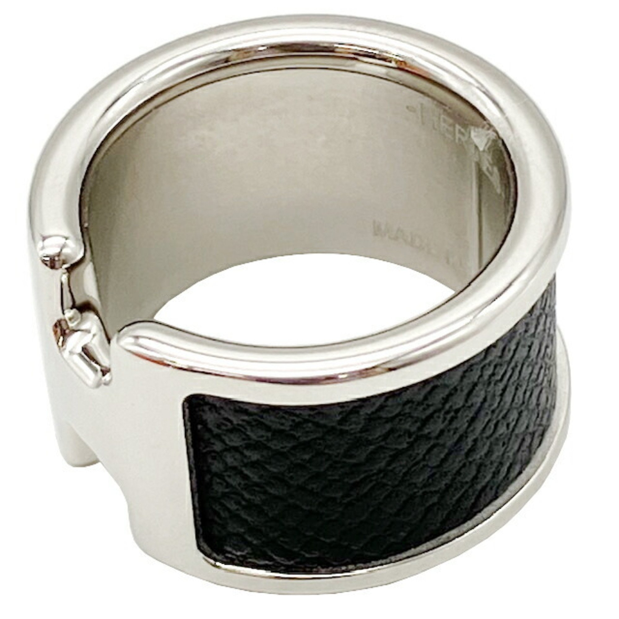 HERMES Olympe GM Ring H Black S Size #12 Men's Women's