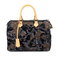 Louis Vuitton LOUIS VUITTON Monogram Fleur de J' Speedy 30 Handbag Sequin Brown M40436