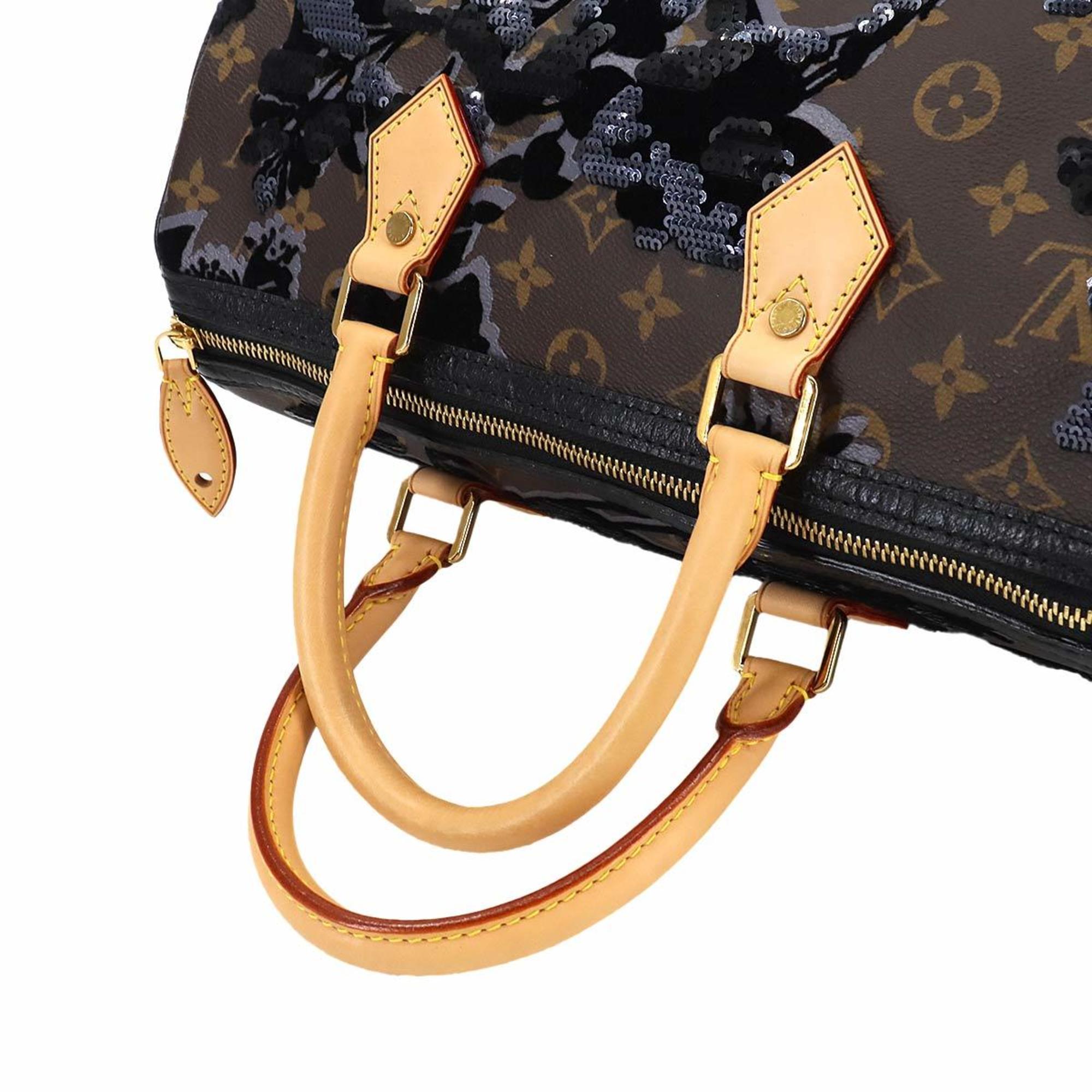 Louis Vuitton LOUIS VUITTON Monogram Fleur de J' Speedy 30 Handbag Sequin Brown M40436