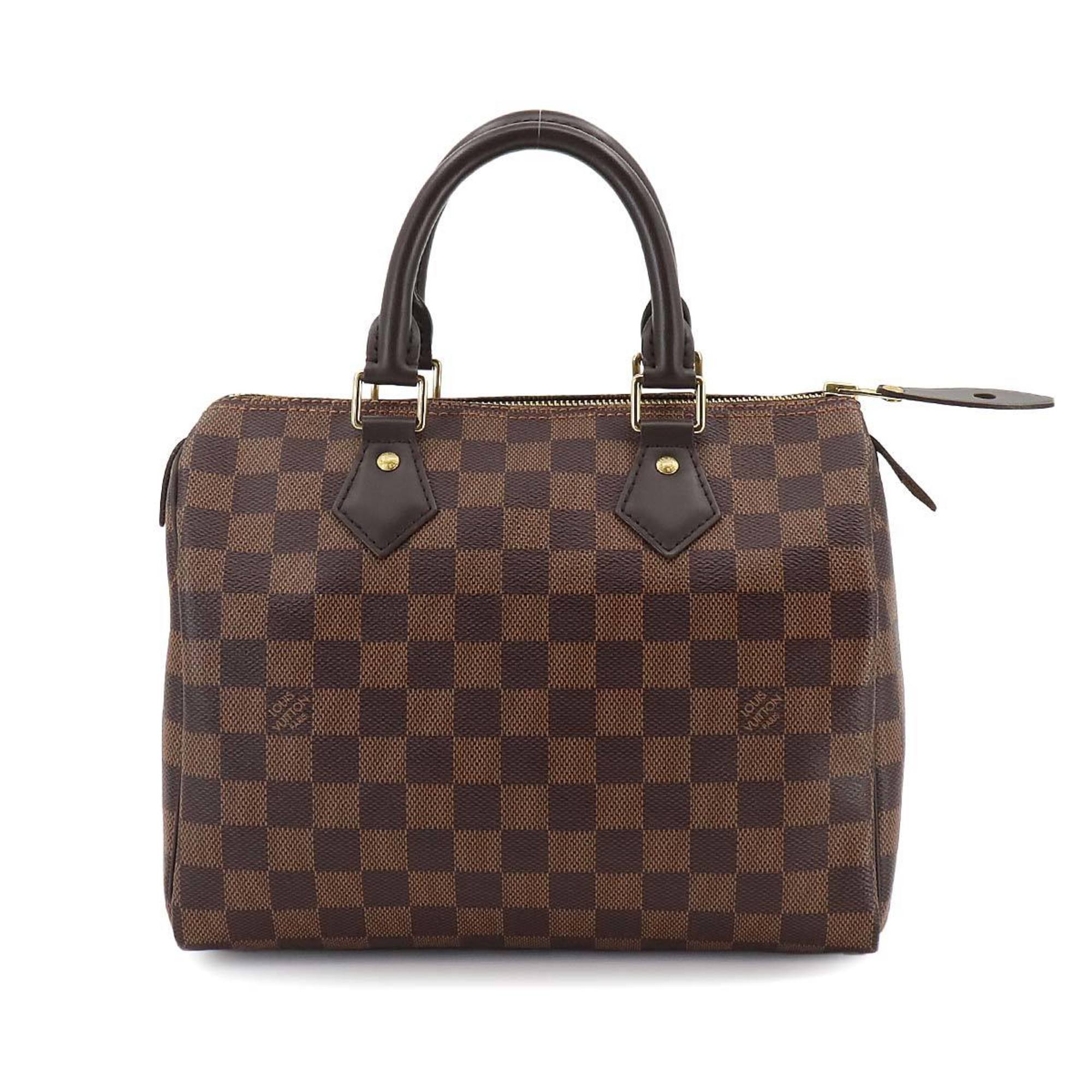 Louis Vuitton Damier Speedy 25 Handbag Ebene Brown N41365 RFID Gold Hardware