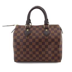 Louis Vuitton Damier Speedy 25 Handbag Ebene Brown N41365 RFID Gold Hardware