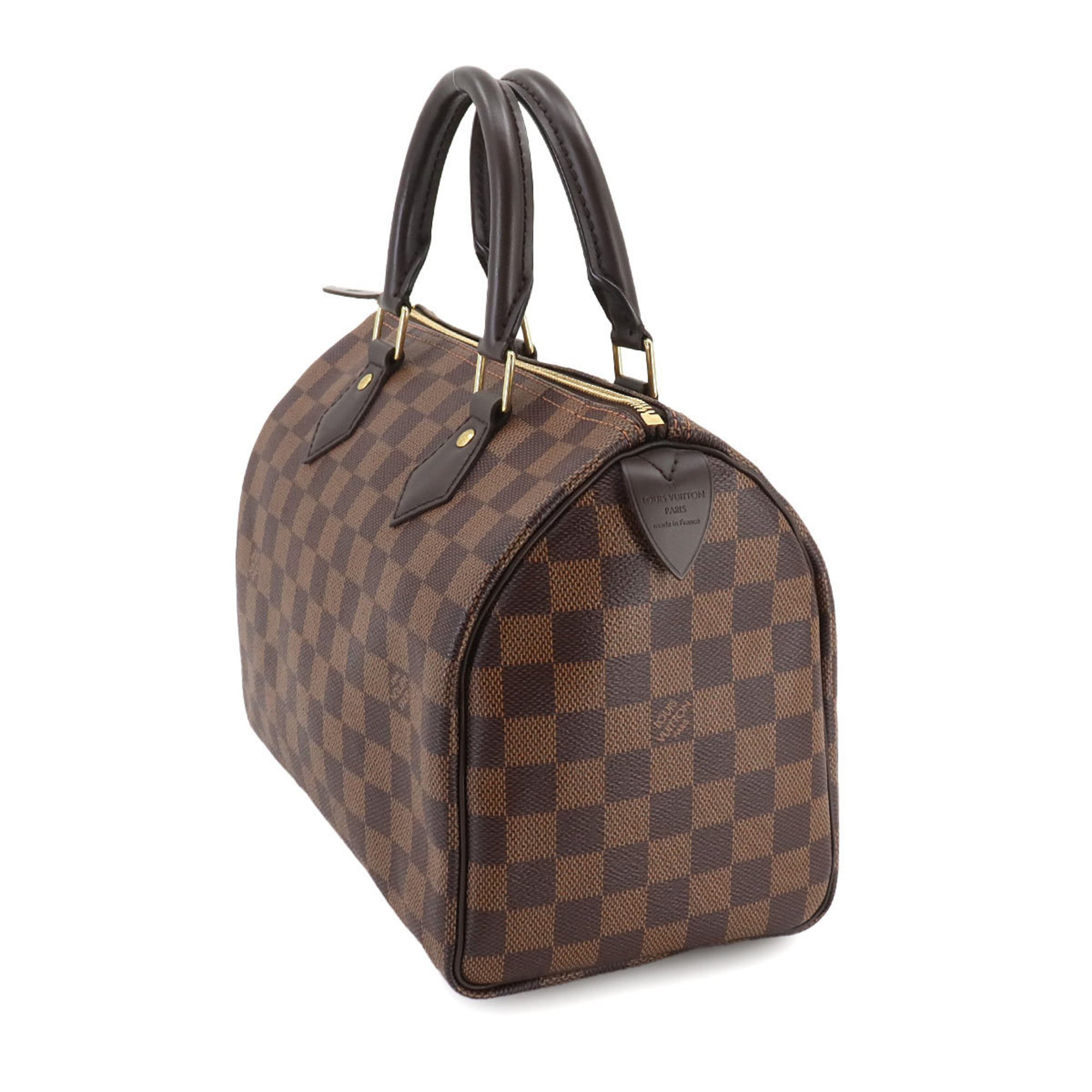 Louis Vuitton Damier Speedy 25 Handbag Ebene Brown N41365 RFID Gold Hardware