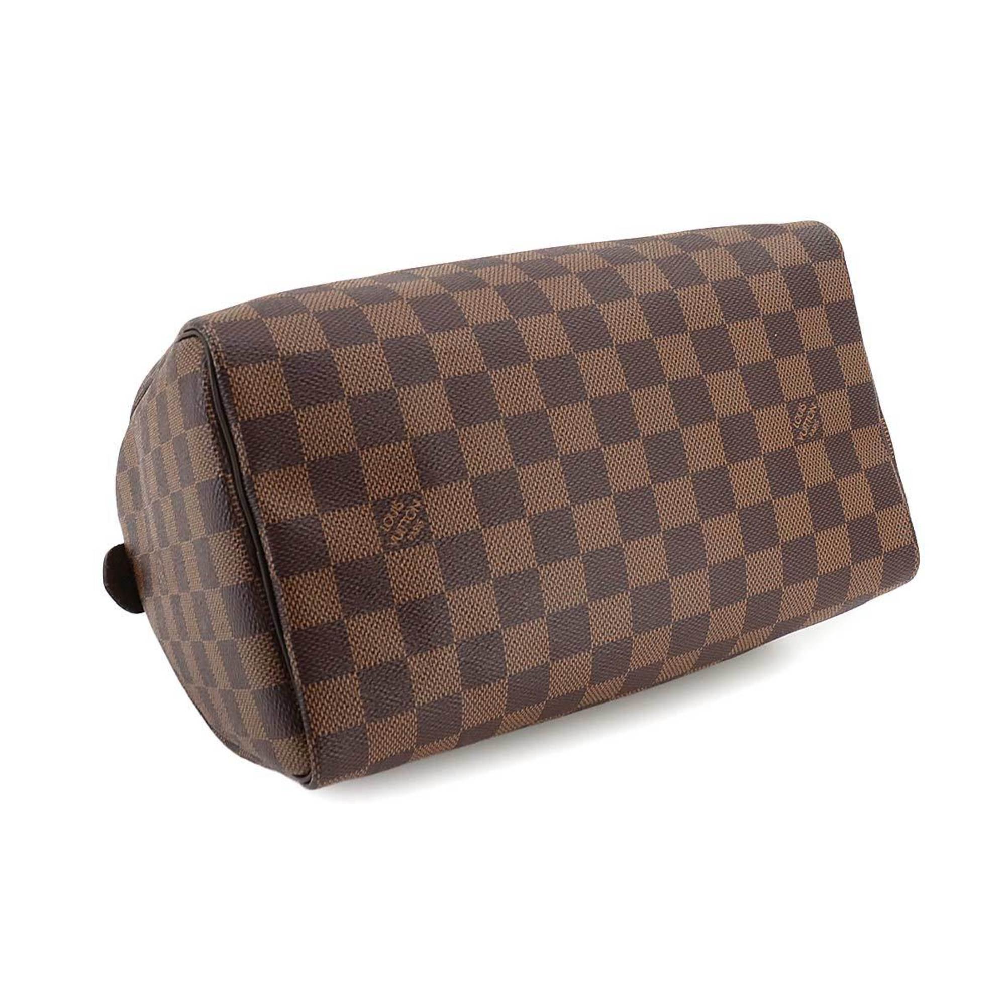 Louis Vuitton Damier Speedy 25 Handbag Ebene Brown N41365 RFID Gold Hardware