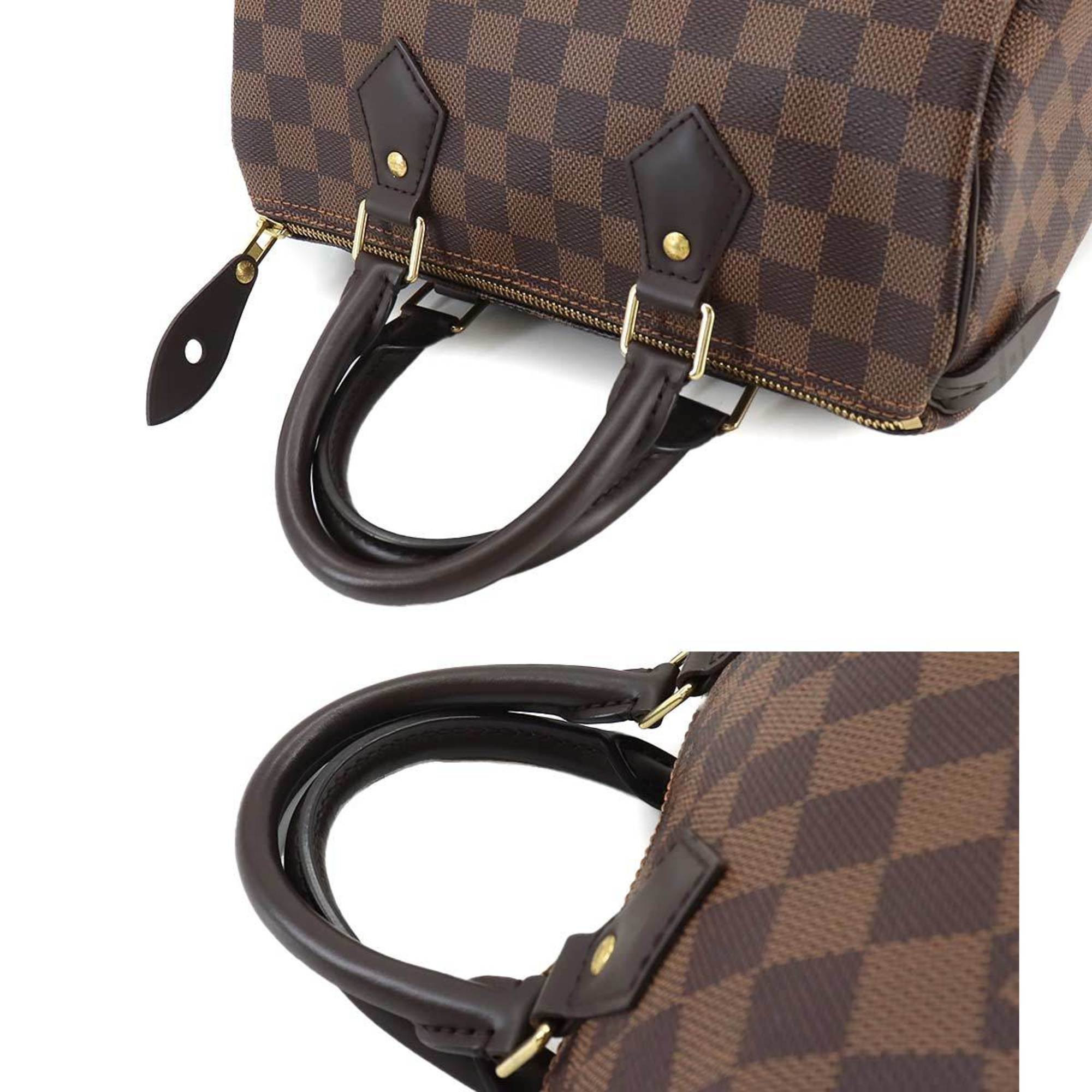 Louis Vuitton Damier Speedy 25 Handbag Ebene Brown N41365 RFID Gold Hardware