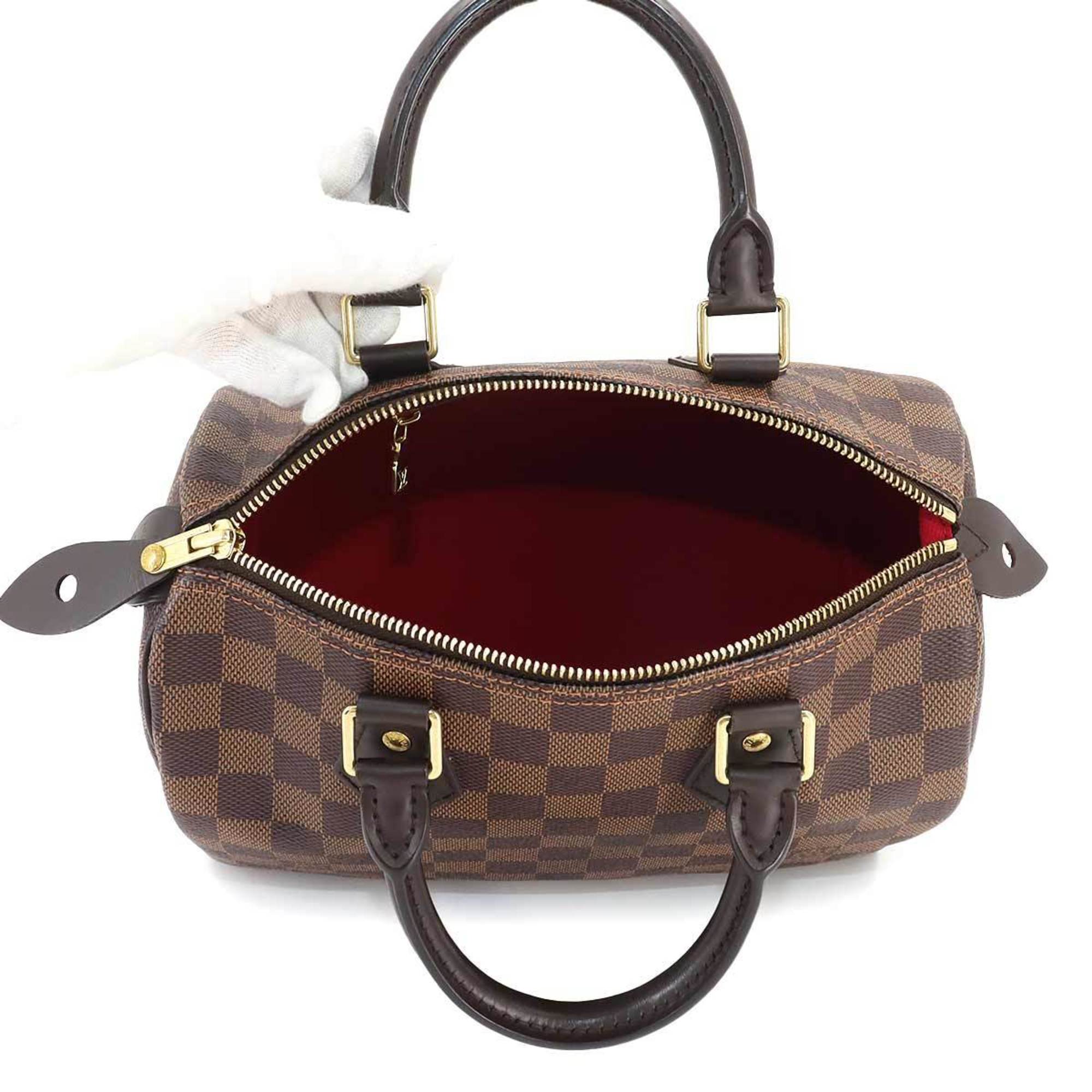 Louis Vuitton Damier Speedy 25 Handbag Ebene Brown N41365 RFID Gold Hardware