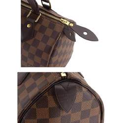 Louis Vuitton Damier Speedy 25 Handbag Ebene Brown N41365 RFID Gold Hardware