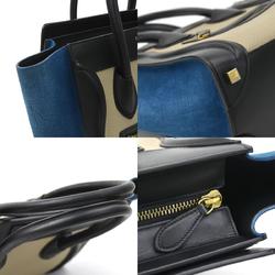 CELINE Handbag Luggage Micro Shopper Leather Nubuck Black Greige Blue Gold Women's e59212g