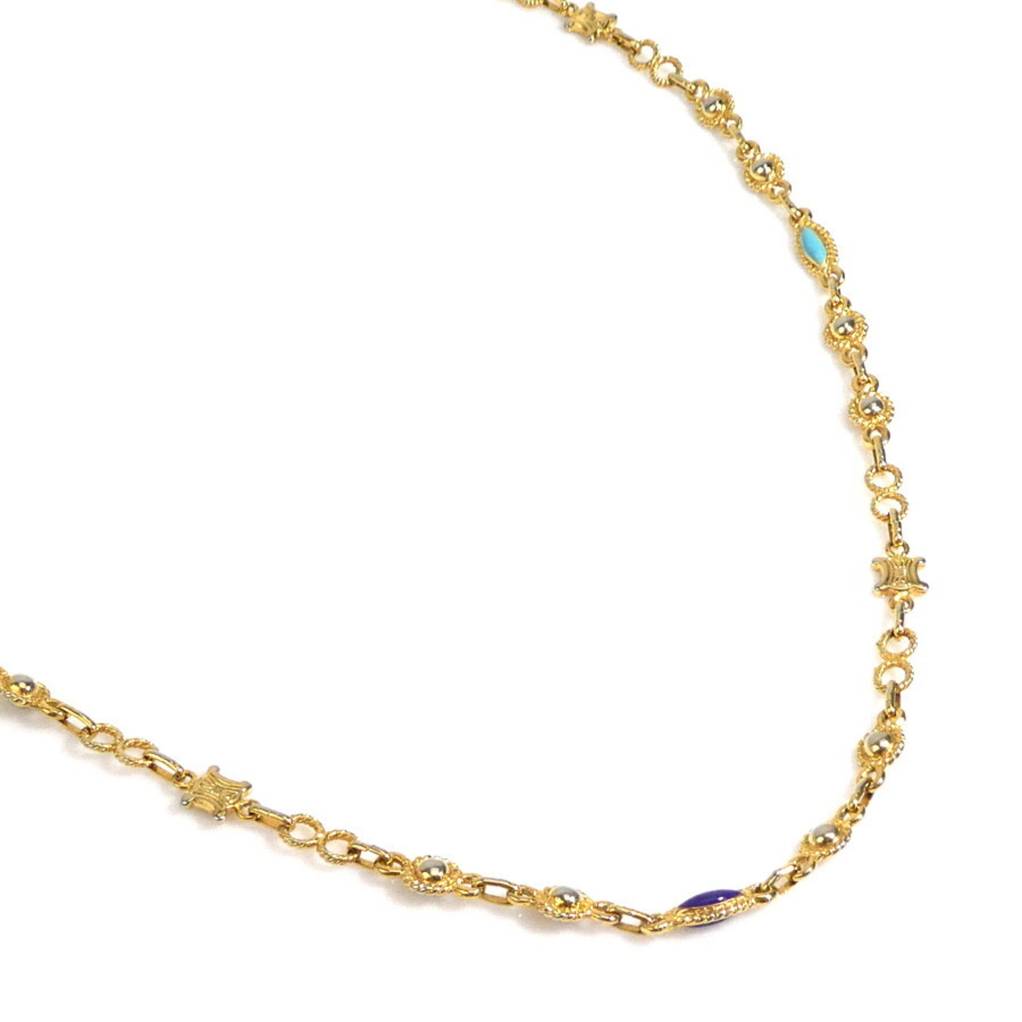 CELINE Necklace Metal Enamel Gold Multicolor Women's e59207k