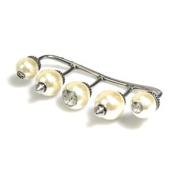 GUCCI Finger Ring Metal Faux Pearl Silver Off-White Women's e59229a