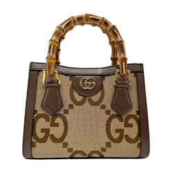 GUCCI Handbag Diana Tote Leather Jumbo GG Canvas Brown Women's 655661 b0040