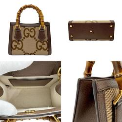 GUCCI Handbag Diana Tote Leather Jumbo GG Canvas Brown Women's 655661 b0040