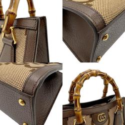 GUCCI Handbag Diana Tote Leather Jumbo GG Canvas Brown Women's 655661 b0040